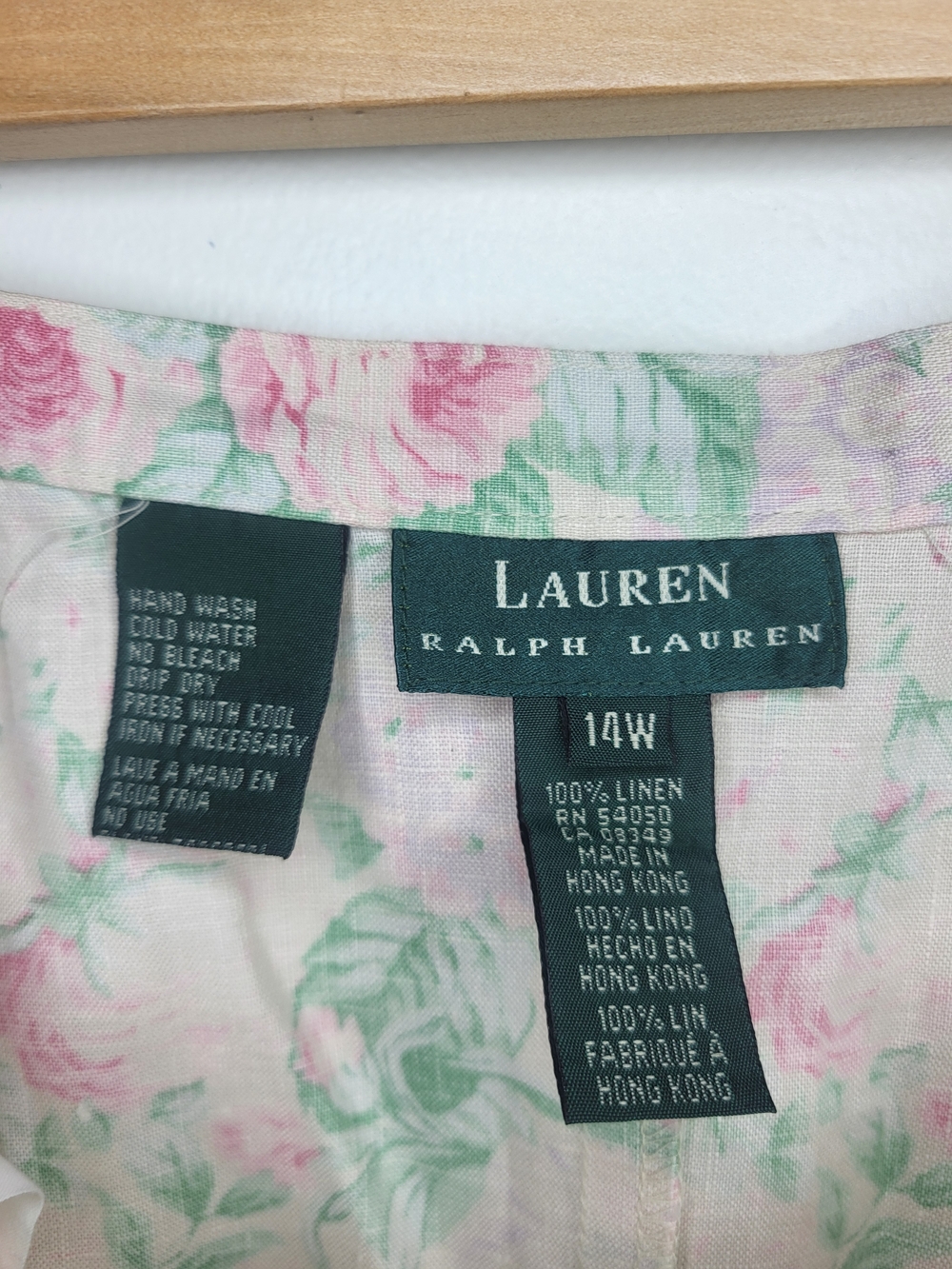 Ralph Lauren Cream Maxi Skirt with Pink Rose and Green Leaf Print - Picture 7 of 8